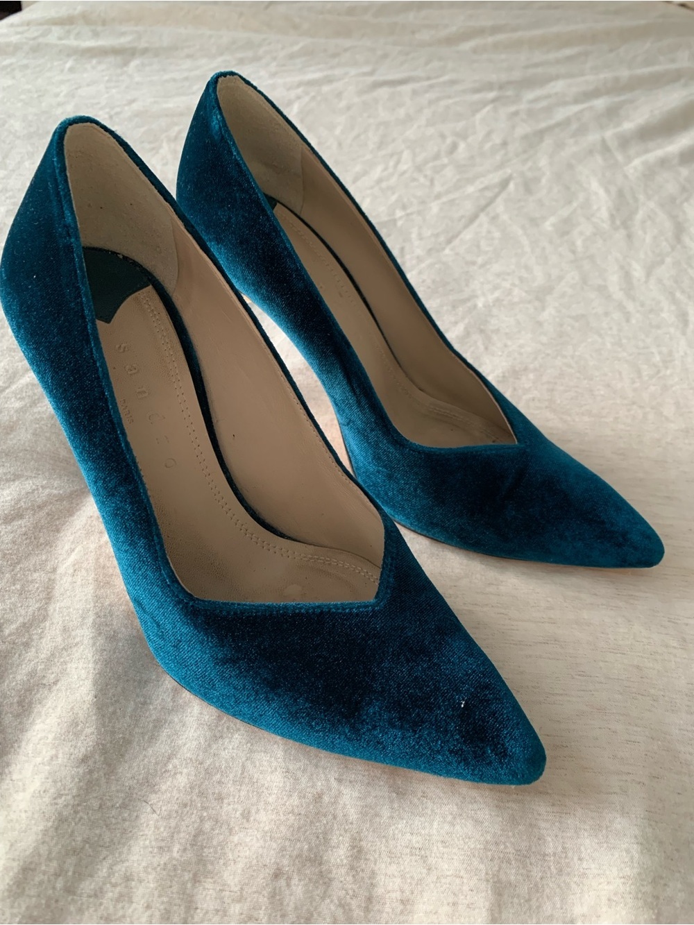 Sandro Daphne Turquoise Pumps Heels size 37 100% lambskin
